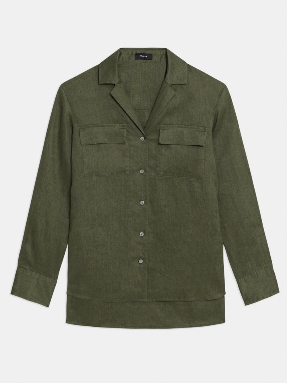 Theory Oversized Patch Pocket Shirt in Relaxed Linen
